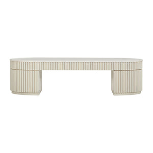 TOV Furniture Bella 48" Cream Oval Coffee Table - Artisan Crafted, Stylish Home Centerpiece with Glossy Top Finish TOV-OC54323