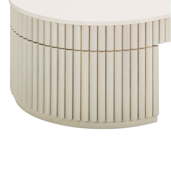 TOV Furniture Bella 48" Cream Oval Coffee Table - Artisan Crafted, Stylish Home Centerpiece with Glossy Top Finish TOV-OC54323