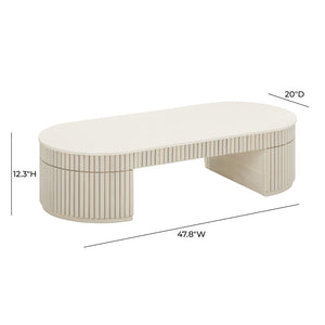 TOV Furniture Bella 48" Cream Oval Coffee Table - Artisan Crafted, Stylish Home Centerpiece with Glossy Top Finish TOV-OC54323