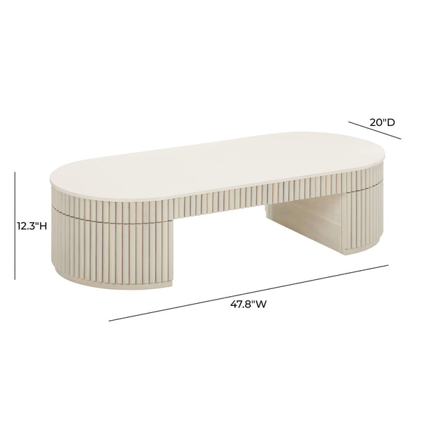 TOV Furniture Bella 48" Cream Oval Coffee Table - Artisan Crafted, Stylish Home Centerpiece with Glossy Top Finish TOV-OC54323