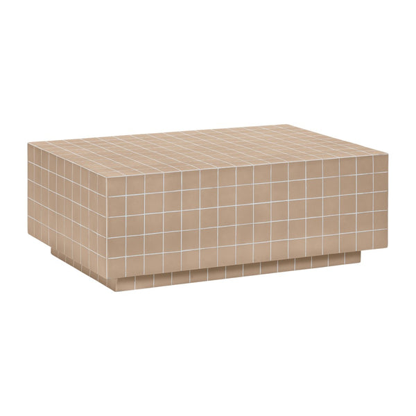TOV Furniture Mixie Tile Coffee Table - Stylish 39" Indoor/Outdoor Centerpiece with Durable Concrete Design Taupe TOV-OC54327