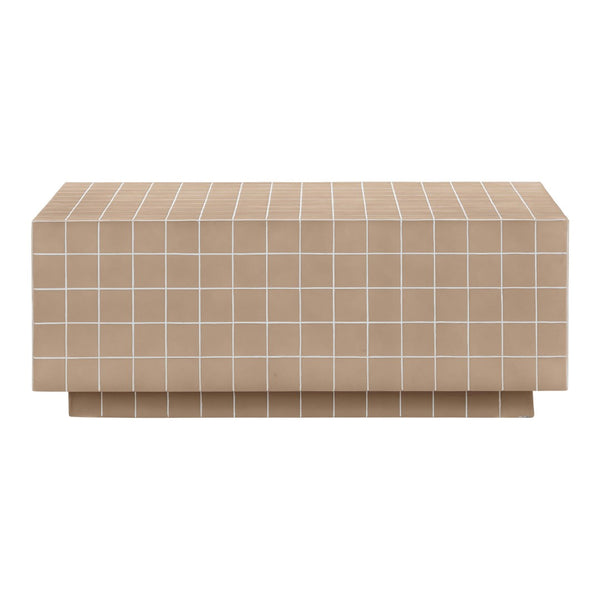 TOV Furniture Mixie Tile Coffee Table - Stylish 39" Indoor/Outdoor Centerpiece with Durable Concrete Design Taupe TOV-OC54327