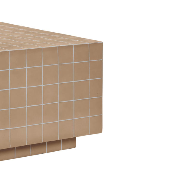 TOV Furniture Mixie Tile Coffee Table - Stylish 39" Indoor/Outdoor Centerpiece with Durable Concrete Design Taupe TOV-OC54327