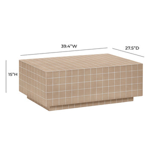 TOV Furniture Mixie Tile Coffee Table - Stylish 39" Indoor/Outdoor Centerpiece with Durable Concrete Design Taupe TOV-OC54327