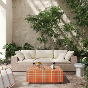 TOV Furniture Mixie Tile Coffee Table - Stylish 39" Indoor/Outdoor Centerpiece with Durable Concrete Design Orange TOV-OC54328