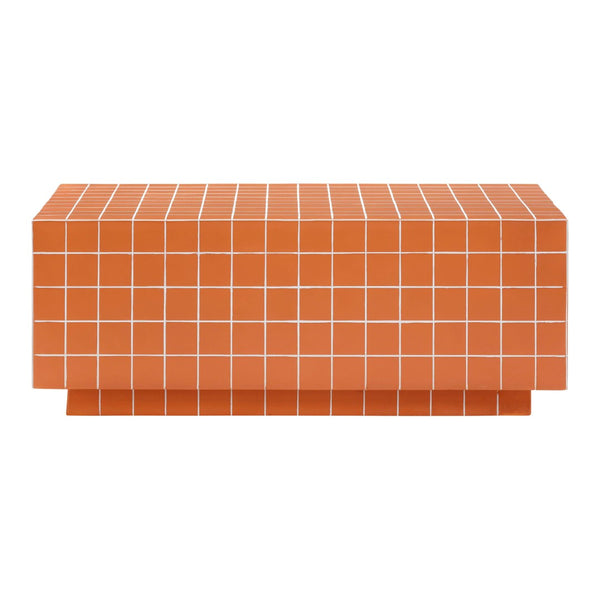 TOV Furniture Mixie Tile Coffee Table - Stylish 39" Indoor/Outdoor Centerpiece with Durable Concrete Design Orange TOV-OC54328