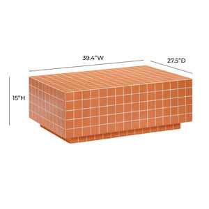 TOV Furniture Mixie Tile Coffee Table - Stylish 39" Indoor/Outdoor Centerpiece with Durable Concrete Design Orange TOV-OC54328