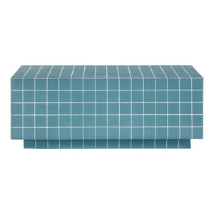 TOV Furniture Mixie Tile Coffee Table - Stylish 39" Indoor/Outdoor Centerpiece with Durable Concrete Design Blue TOV-OC54329