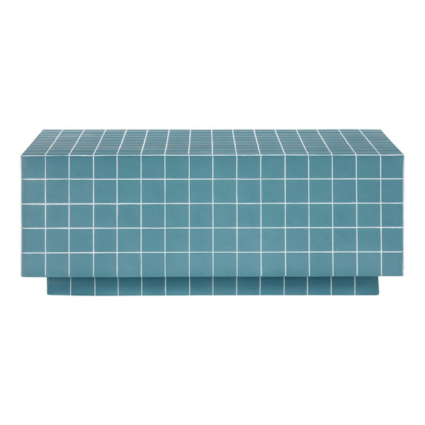 TOV Furniture Mixie Tile Coffee Table - Stylish 39" Indoor/Outdoor Centerpiece with Durable Concrete Design Blue TOV-OC54329