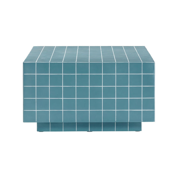 TOV Furniture Mixie Tile Coffee Table - Stylish 39" Indoor/Outdoor Centerpiece with Durable Concrete Design Blue TOV-OC54329