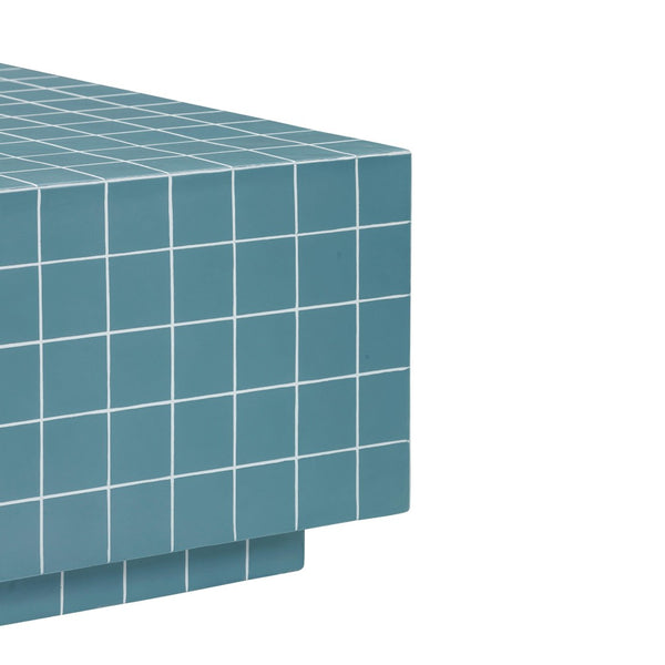 TOV Furniture Mixie Tile Coffee Table - Stylish 39" Indoor/Outdoor Centerpiece with Durable Concrete Design Blue TOV-OC54329