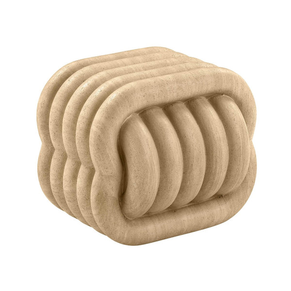 TOV Furniture Love Knot Accent Stool - Sculptural Concrete Design for Indoor & Outdoor Use, Chic Side Table Seat Travertine TOV-OC54334