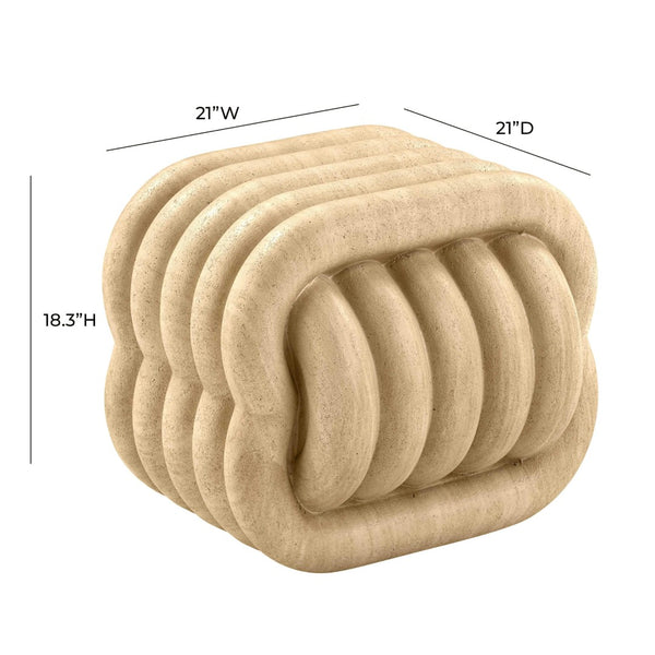 TOV Furniture Love Knot Accent Stool - Sculptural Concrete Design for Indoor & Outdoor Use, Chic Side Table Seat Travertine TOV-OC54334