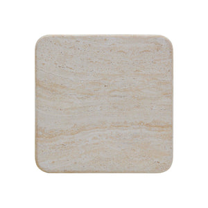 TOV Furniture Brut Concrete Side Table with Faux Travertine Top - Stylish Indoor/Outdoor Accent for Modern Spaces TOV-OC54357