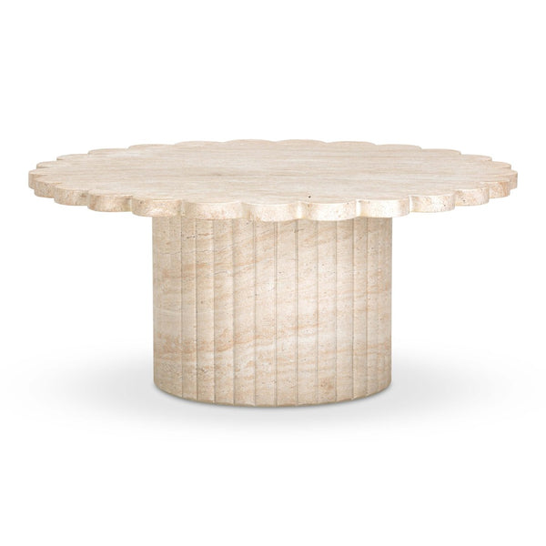 TOV Furniture Blossom 36" Round Coffee Table with Elegant Washed Faux Travertine Finish for Indoor/Outdoor Use TOV-OC54375