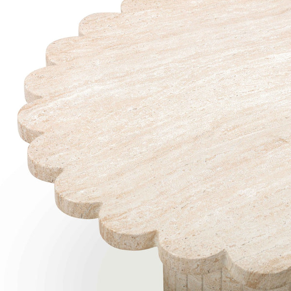 TOV Furniture Blossom 36" Round Coffee Table with Elegant Washed Faux Travertine Finish for Indoor/Outdoor Use TOV-OC54375