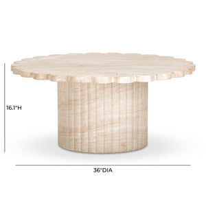 TOV Furniture Blossom 36" Round Coffee Table with Elegant Washed Faux Travertine Finish for Indoor/Outdoor Use TOV-OC54375