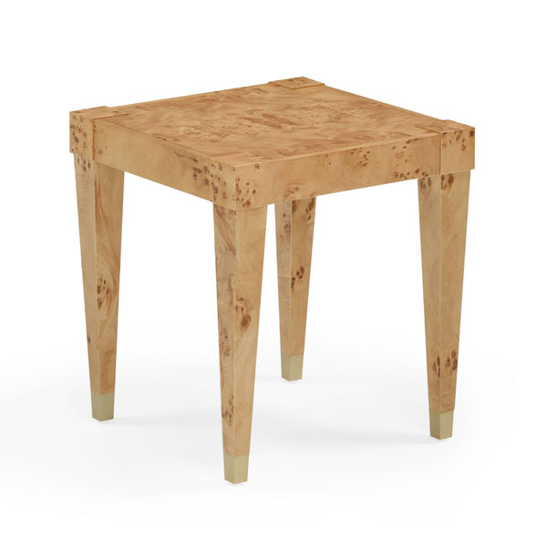 TOV Furniture Brandyss Burl End Table - Contemporary Side Table with Rustic Brass Accents for Modern Living Spaces Honey TOV-OC54388