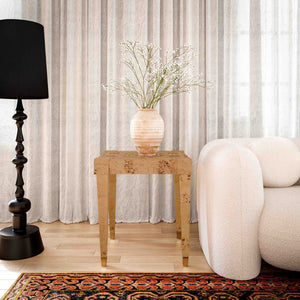 TOV Furniture Brandyss Burl End Table - Contemporary Side Table with Rustic Brass Accents for Modern Living Spaces Honey TOV-OC54388