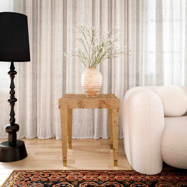 TOV Furniture Brandyss Burl End Table - Contemporary Side Table with Rustic Brass Accents for Modern Living Spaces Honey TOV-OC54388