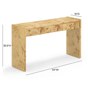 TOV Furniture Brandyss 54" Contemporary Burl Console Table with Ample Storage and Elegant Craftsmanship for Any Space Natural TOV-OC54389