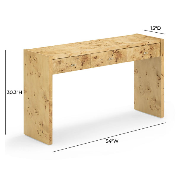 TOV Furniture Brandyss 54" Contemporary Burl Console Table with Ample Storage and Elegant Craftsmanship for Any Space Natural TOV-OC54389