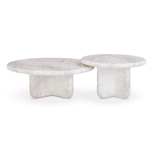 TOV Furniture Juju Modern 2-Piece Faux Marble Nesting Coffee Table Set for Stylish Indoor/Outdoor Living Spaces TOV-OC54400-OC54401