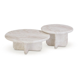 TOV Furniture Juju Modern 2-Piece Faux Marble Nesting Coffee Table Set for Stylish Indoor/Outdoor Living Spaces TOV-OC54400-OC54401