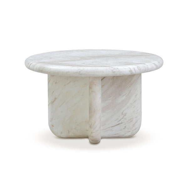 TOV Furniture Juju Faux Marble Round Coffee Table - Elegant Indoor/Outdoor Accent for Modern Living Spaces 24" TOV-OC54400