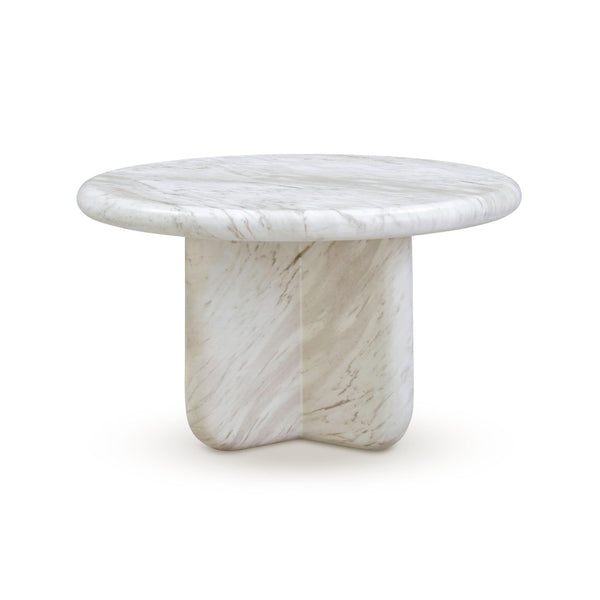 TOV Furniture Juju Faux Marble Round Coffee Table - Elegant Indoor/Outdoor Accent for Modern Living Spaces 24" TOV-OC54400