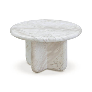 TOV Furniture Juju Faux Marble Round Coffee Table - Elegant Indoor/Outdoor Accent for Modern Living Spaces 24" TOV-OC54400