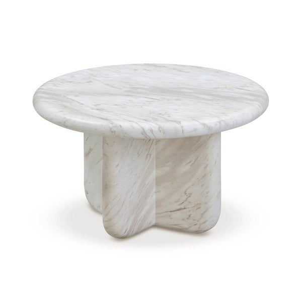 TOV Furniture Juju Faux Marble Round Coffee Table - Elegant Indoor/Outdoor Accent for Modern Living Spaces 24" TOV-OC54400