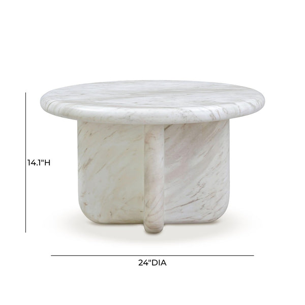 TOV Furniture Juju Faux Marble Round Coffee Table - Elegant Indoor/Outdoor Accent for Modern Living Spaces 24" TOV-OC54400
