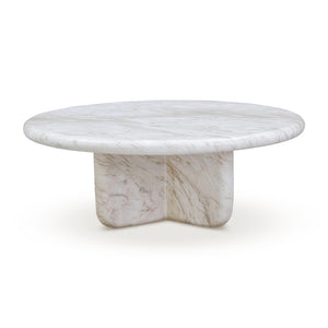 TOV Furniture Juju Faux Marble Round Coffee Table - Elegant Indoor/Outdoor Accent for Modern Living Spaces 32" TOV-OC54401