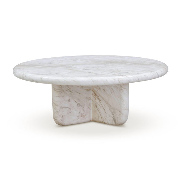 TOV Furniture Juju Faux Marble Round Coffee Table - Elegant Indoor/Outdoor Accent for Modern Living Spaces 32" TOV-OC54401