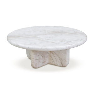 TOV Furniture Juju Faux Marble Round Coffee Table - Elegant Indoor/Outdoor Accent for Modern Living Spaces 32" TOV-OC54401