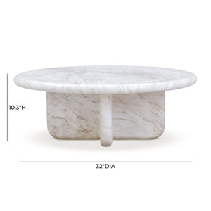 TOV Furniture Juju Faux Marble Round Coffee Table - Elegant Indoor/Outdoor Accent for Modern Living Spaces 32" TOV-OC54401