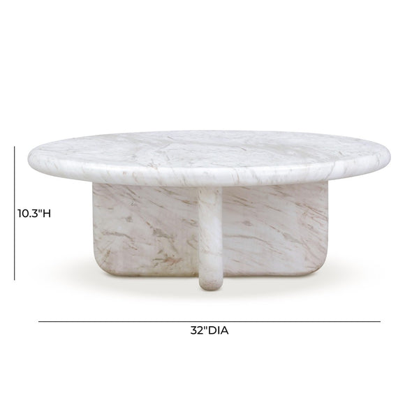 TOV Furniture Juju Faux Marble Round Coffee Table - Elegant Indoor/Outdoor Accent for Modern Living Spaces 32" TOV-OC54401