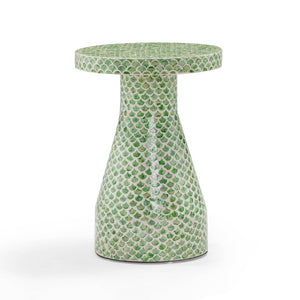 TOV Furniture Halio Shell Side Table - Artisan Seashell Inlay for Coastal Elegance in Every Room of Your Home Green TOV-OC54402