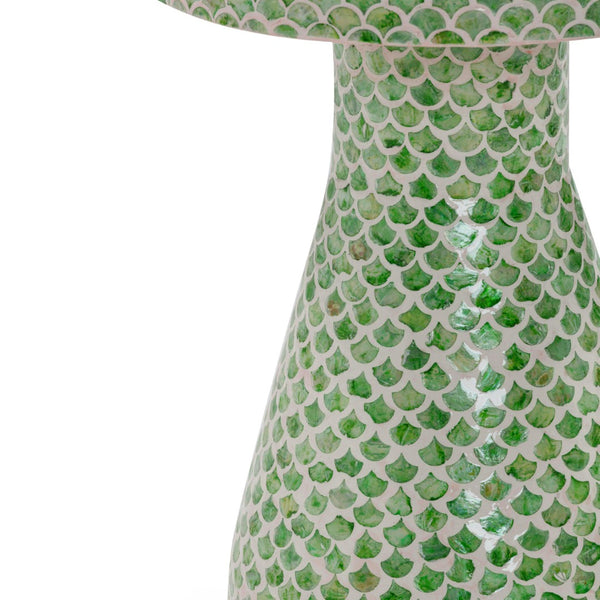 TOV Furniture Halio Shell Side Table - Artisan Seashell Inlay for Coastal Elegance in Every Room of Your Home Green TOV-OC54402