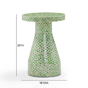 TOV Furniture Halio Shell Side Table - Artisan Seashell Inlay for Coastal Elegance in Every Room of Your Home Green TOV-OC54402