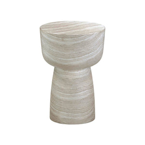 TOV Furniture Charra Indoor/Outdoor Side Table - Stylish Minimalist Design for Modern Elegance in Any Space Travertine TOV-OC54405