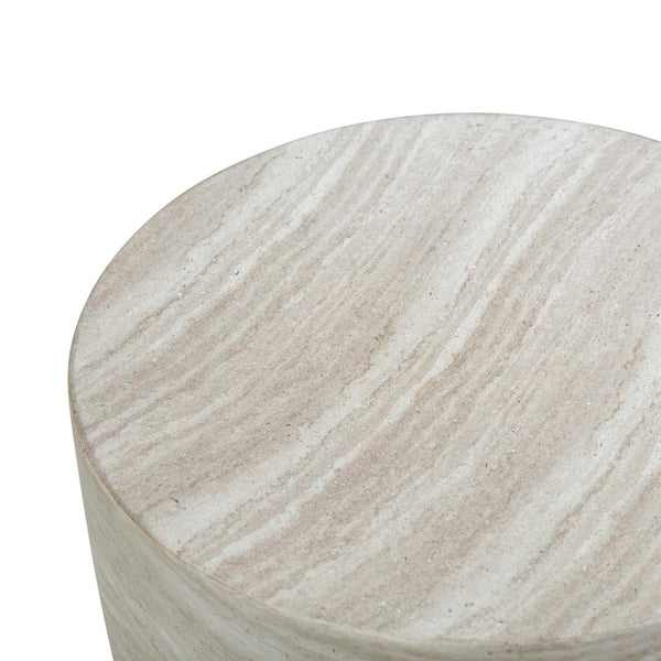 TOV Furniture Charra Indoor/Outdoor Side Table - Stylish Minimalist Design for Modern Elegance in Any Space Travertine TOV-OC54405