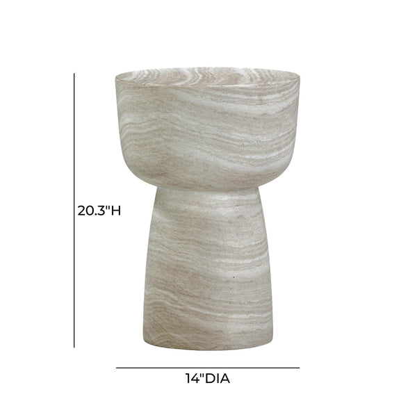 TOV Furniture Charra Indoor/Outdoor Side Table - Stylish Minimalist Design for Modern Elegance in Any Space Travertine TOV-OC54405