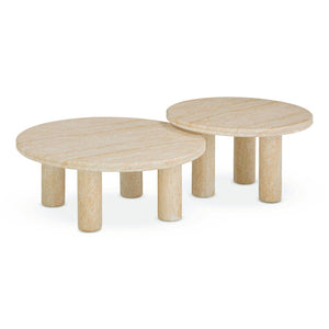 TOV Furniture Amora 2-Piece Nesting Accent Tables - Stylish Faux Travertine Design for Indoor & Outdoor Use TOV-OC54411-OC54412