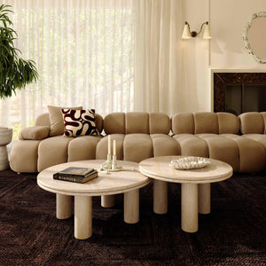 TOV Furniture Amora 2-Piece Nesting Accent Tables - Stylish Faux Travertine Design for Indoor & Outdoor Use TOV-OC54411-OC54412