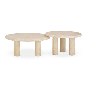 TOV Furniture Amora 2-Piece Nesting Accent Tables - Stylish Faux Travertine Design for Indoor & Outdoor Use TOV-OC54411-OC54412