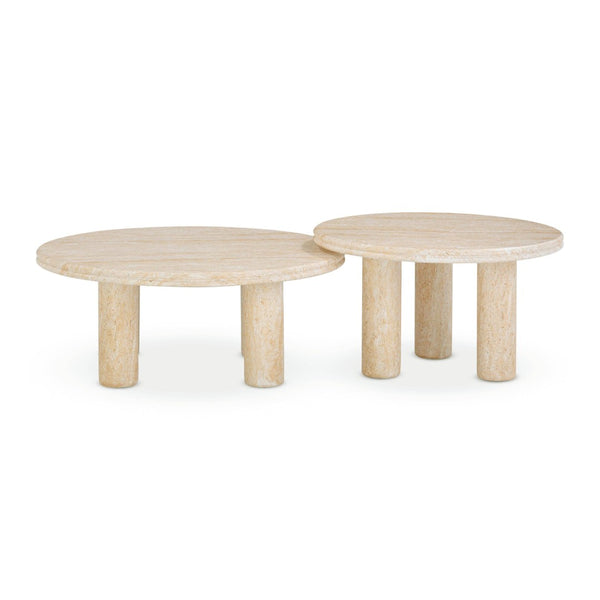 TOV Furniture Amora 2-Piece Nesting Accent Tables - Stylish Faux Travertine Design for Indoor & Outdoor Use TOV-OC54411-OC54412