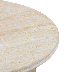 TOV Furniture Amora Faux Travertine Round Accent Table – Stylish Indoor/Outdoor Design with Sculptural Appeal 26" TOV-OC54411
