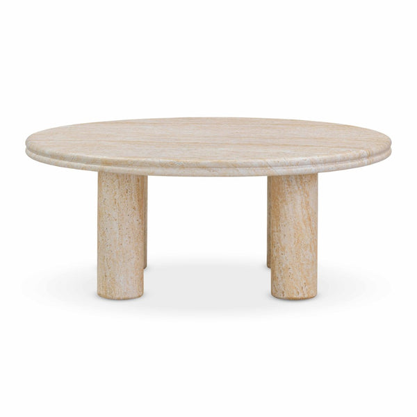 TOV Furniture Amora Faux Travertine Round Accent Table – Stylish Indoor/Outdoor Design with Sculptural Appeal 32" TOV-OC54412